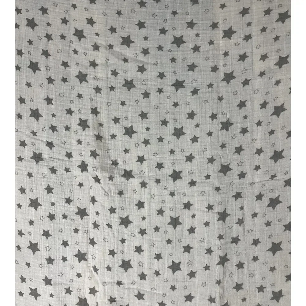 Hip Hop Panda Gray Stars Muslin Swaddle Baby Blanket